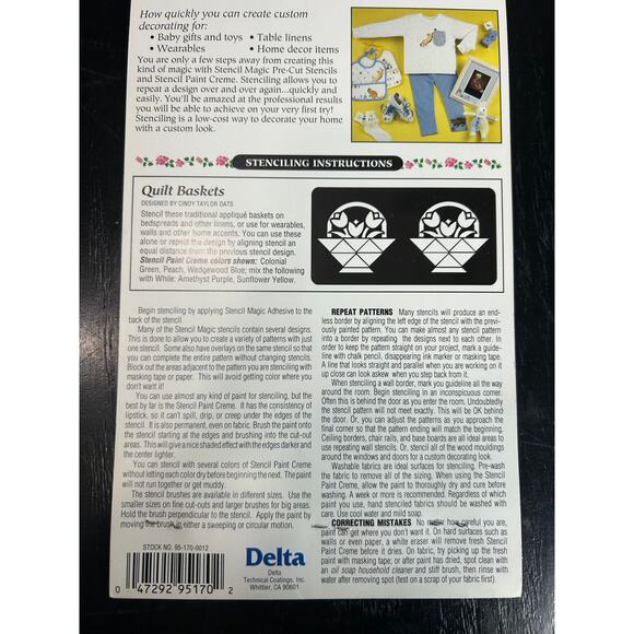 90s Vintage- Stencil Magic By Delta- Quilt Baskets No. 95 170 0012 NWT craft - Picture 4 of 5